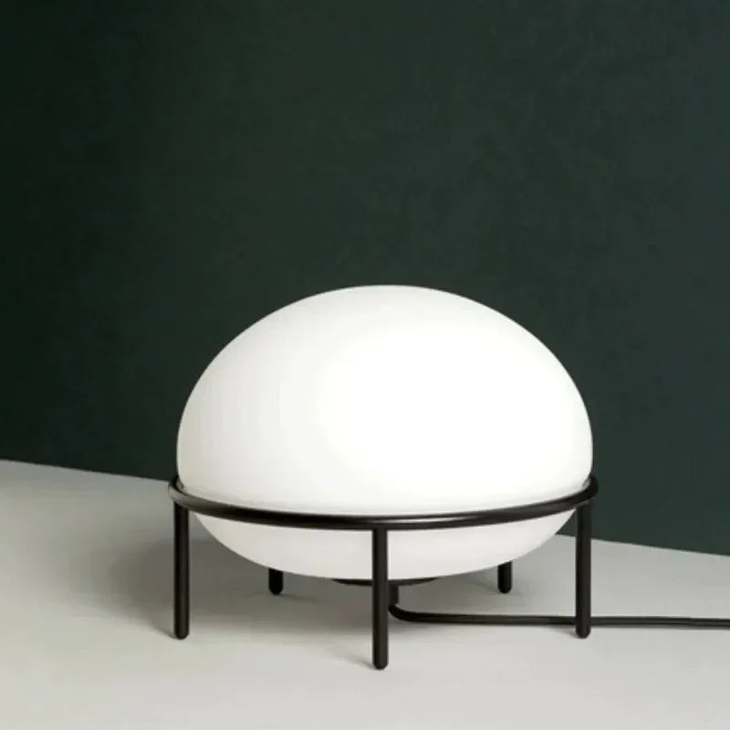 Minimalist Dome Table Lamp – Frosted Glass & Metal Base