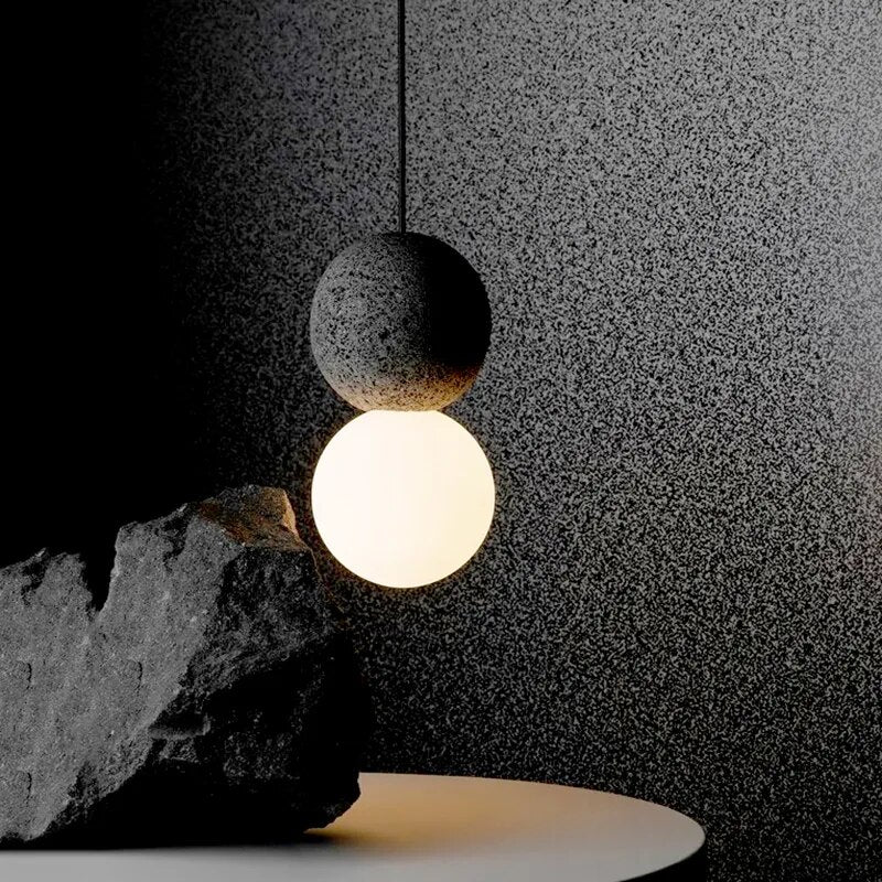 Modernist Concrete and Glass Pendant Lamp