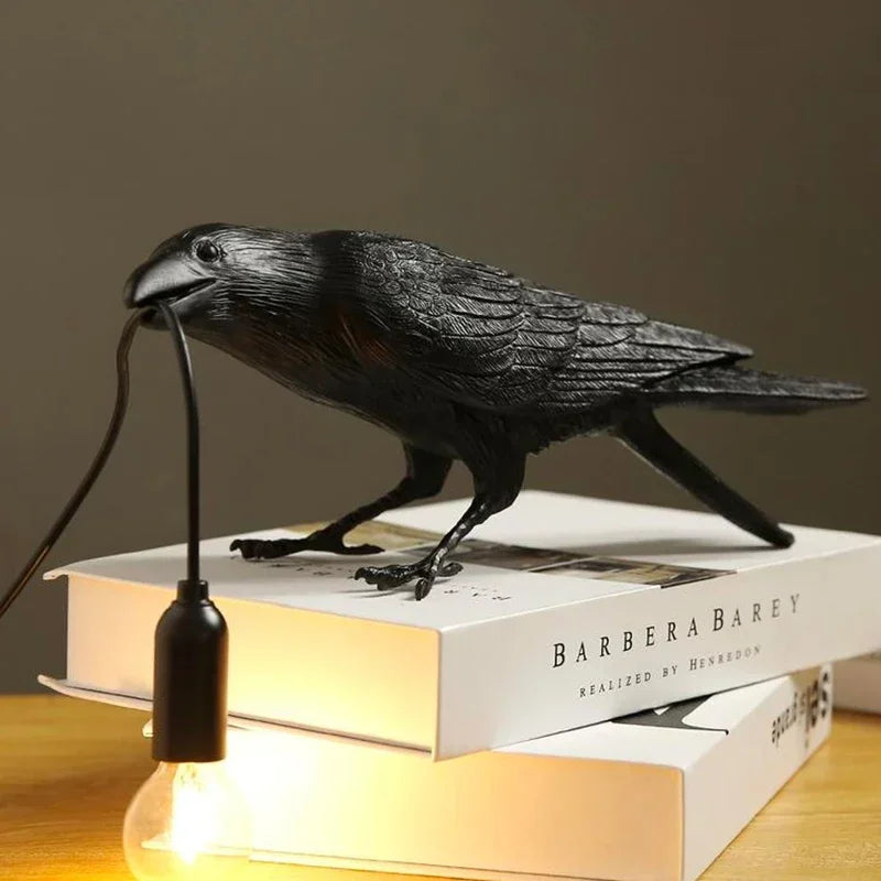 Raven Table Lamp Resin crow
