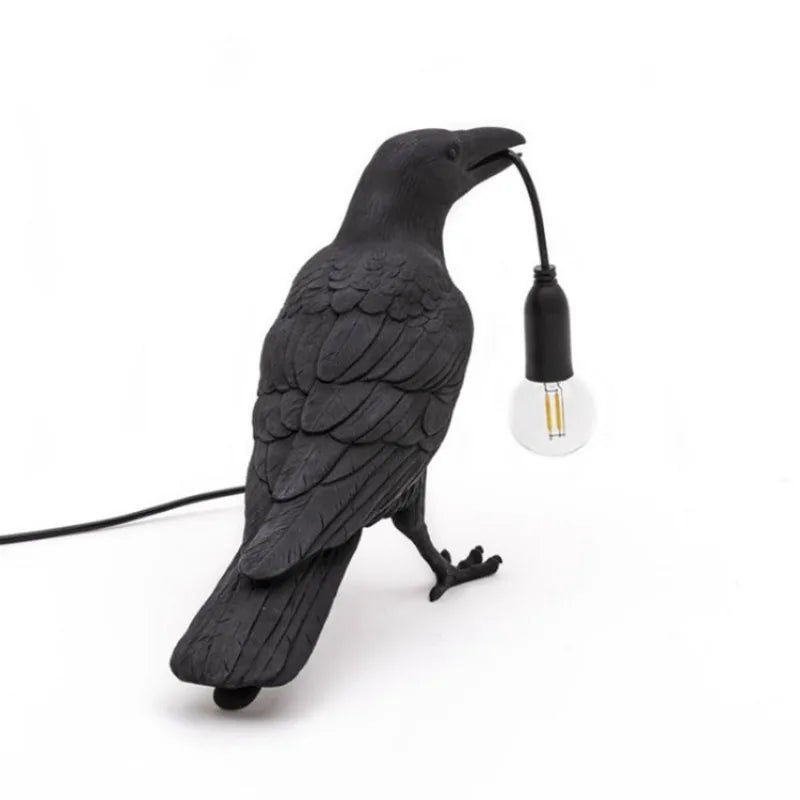 Artistic Raven Glow Lamp: Table Led Light Lamp. Available in black or white