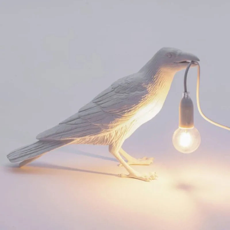 Artistic Raven Glow Lamp: Table Led Light Lamp. Available in black or white