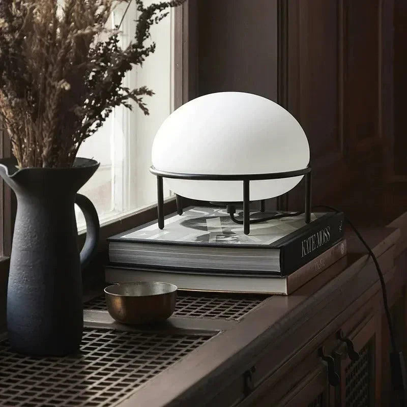 Minimalist Dome Table Lamp – Frosted Glass & Metal Base