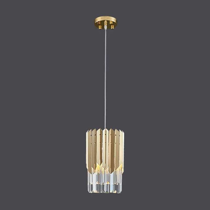 Sophisticated Gold Pendant Light with Cascading Crystals in Art Deco Style