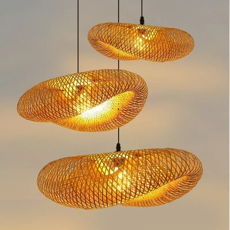 "Elara" Artisan Bamboo/Rattan Hand-Woven Ceiling Light - Eco-Friendly LED Pendant