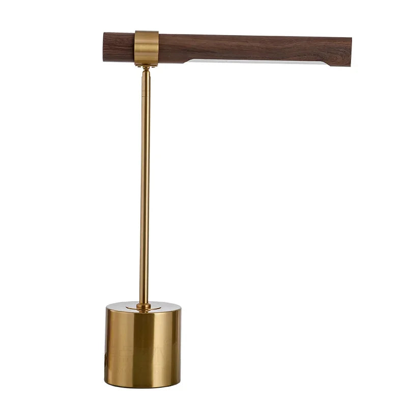 Lighting Jett - 17.7" High Modern Wood/Antique Brass Adjustable LED Night Light Desk Lamp.