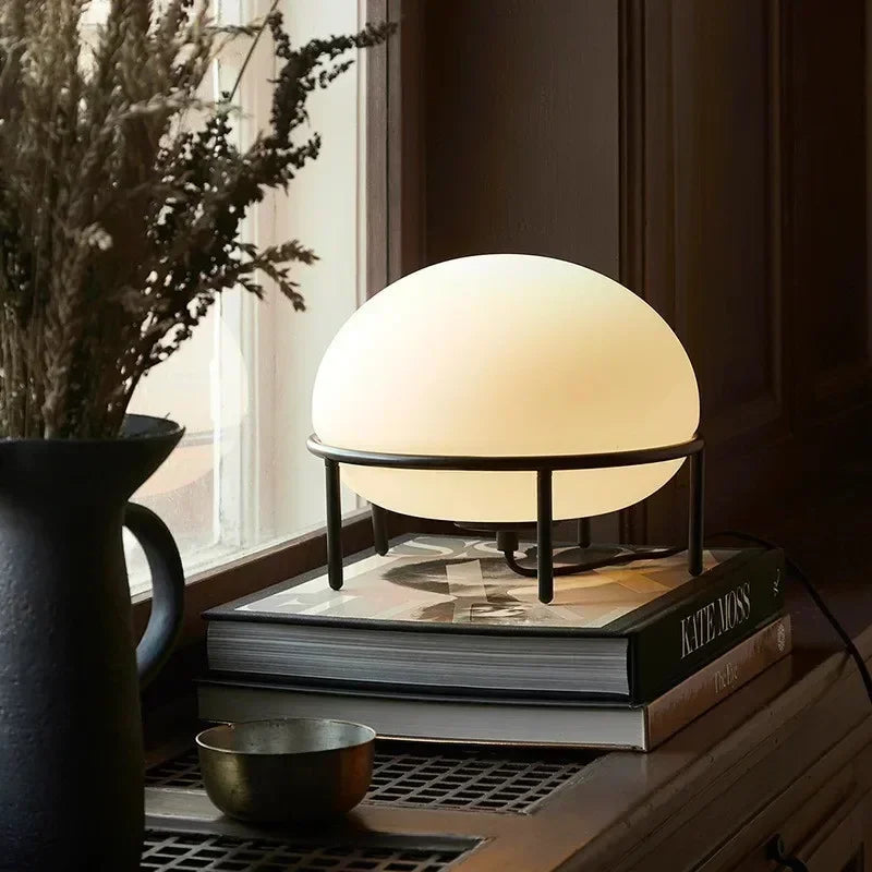 Minimalist Dome Table Lamp – Frosted Glass & Metal Base