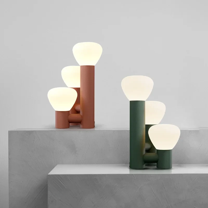 Stylish Three-Light Table Lamp – Polished Chrome & Frosted Glass. Available in Three Colors