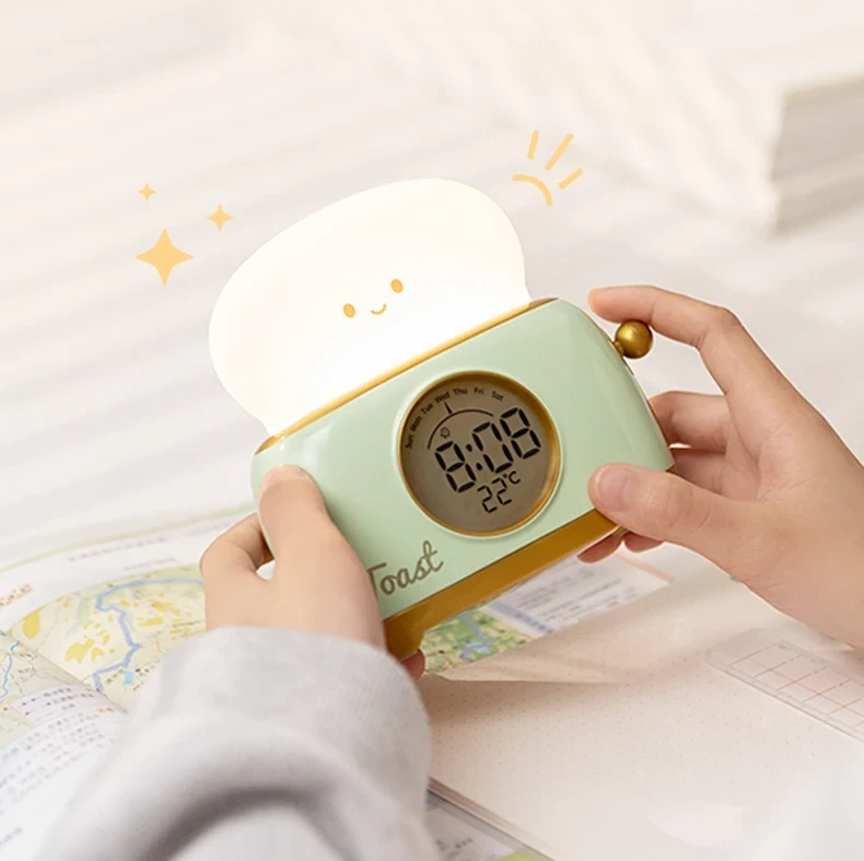 A Slice of Cozy Light: Kids' Digital Alarm Clock with LED Night Light and Temperature Display