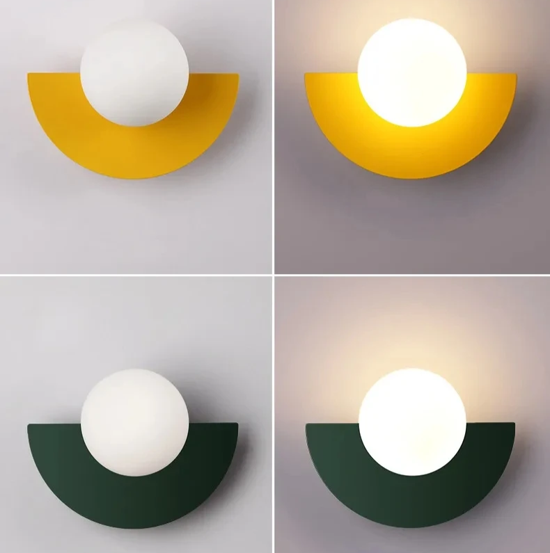 Half-Moon Art Deco Flair Wall Sconce with Frosted Glass Globe Light Design in 6 Colors