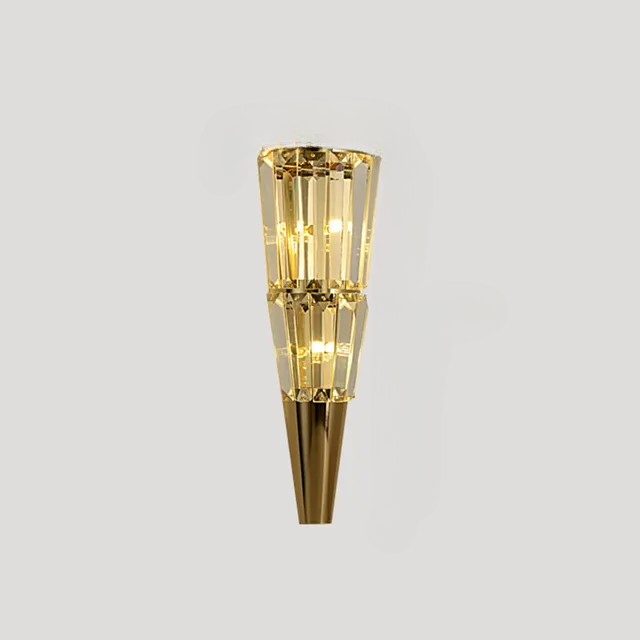 Art Deco-Inspired Gold Cone Wall Sconce with Cascading Crystal Tiers in 3 Sizes