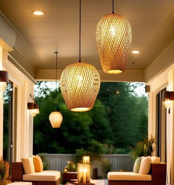 "Elara" Artisan Sustainable Lantern Bamboo/Rattan Individually Woven LED Pendant Light