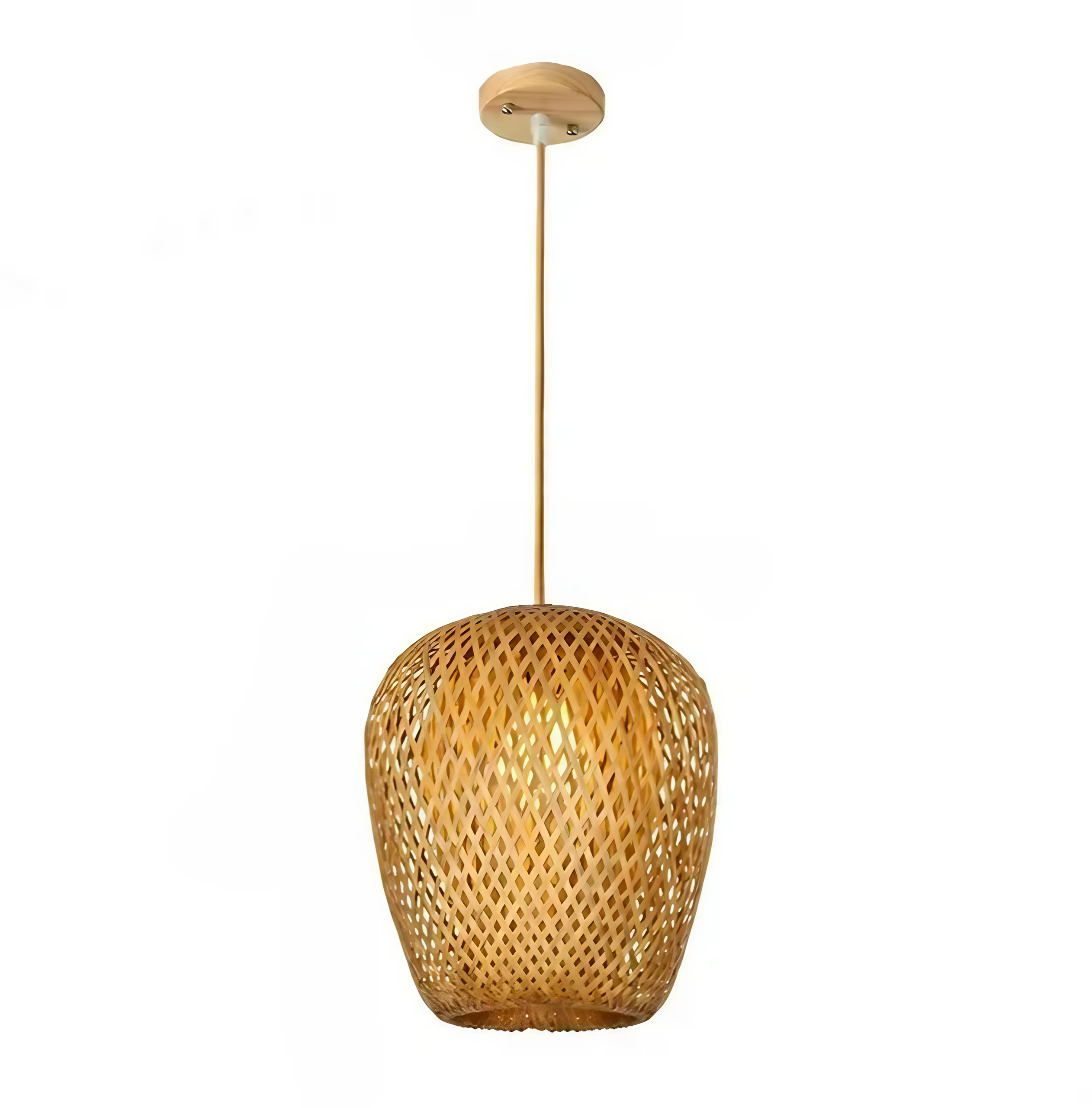 "Elara" Artisan Sustainable Lantern Bamboo/Rattan Individually Woven LED Pendant Light