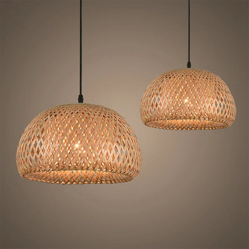 "Elara" Artisan Sustainable Bamboo/Rattan Individually Woven LED Pendant Light