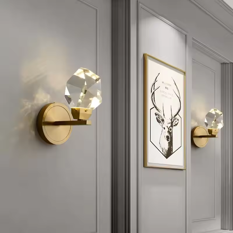 Classic Brass Wall Sconce or Hanging Wall Lamp with Crystal Shade – Timeless Home Accent