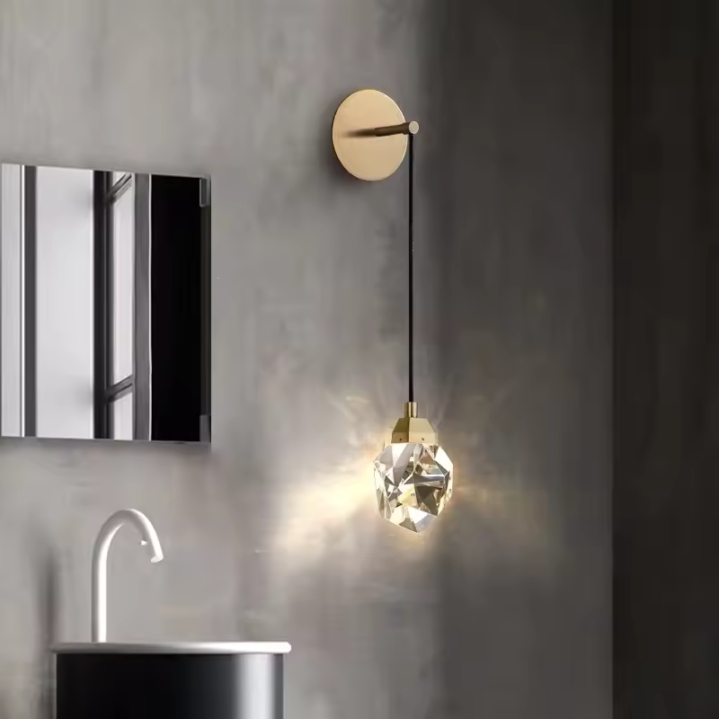 Classic Brass Wall Sconce or Hanging Wall Lamp with Crystal Shade – Timeless Home Accent