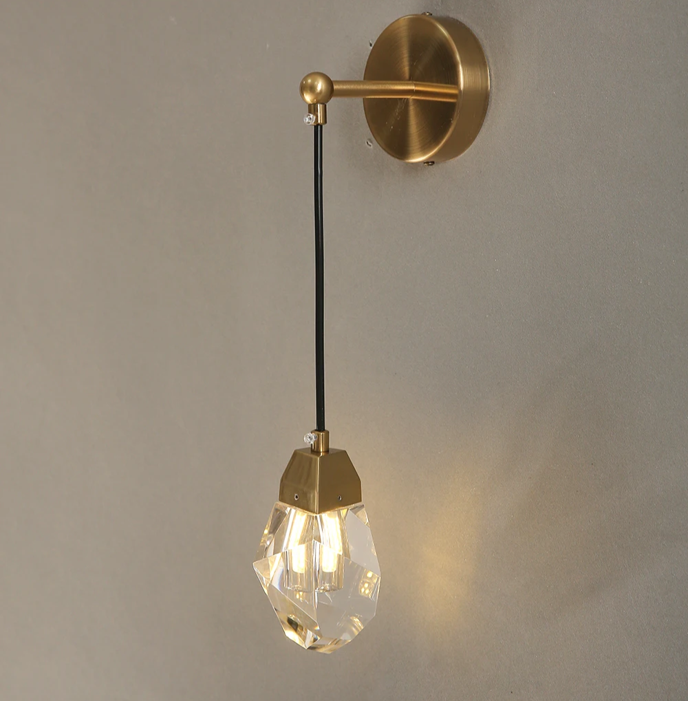 Classic Brass Wall Sconce or Hanging Wall Lamp with Crystal Shade – Timeless Home Accent