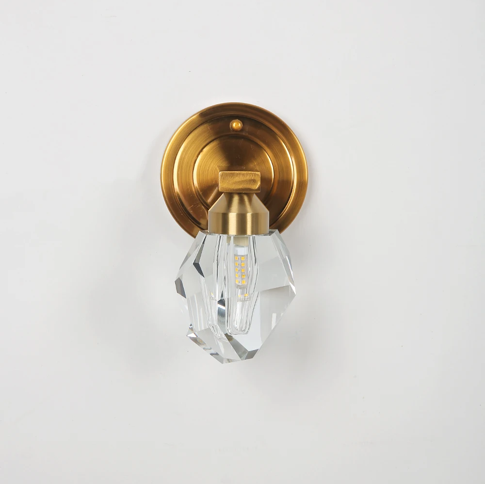 Classic Brass Wall Sconce or Hanging Wall Lamp with Crystal Shade – Timeless Home Accent