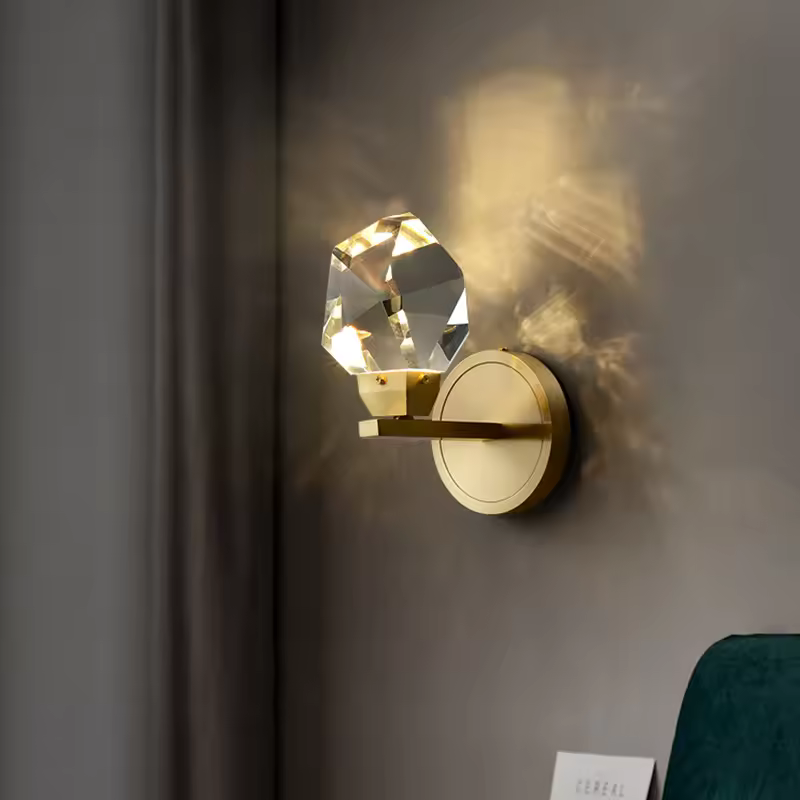 Classic Brass Wall Sconce or Hanging Wall Lamp with Crystal Shade – Timeless Home Accent