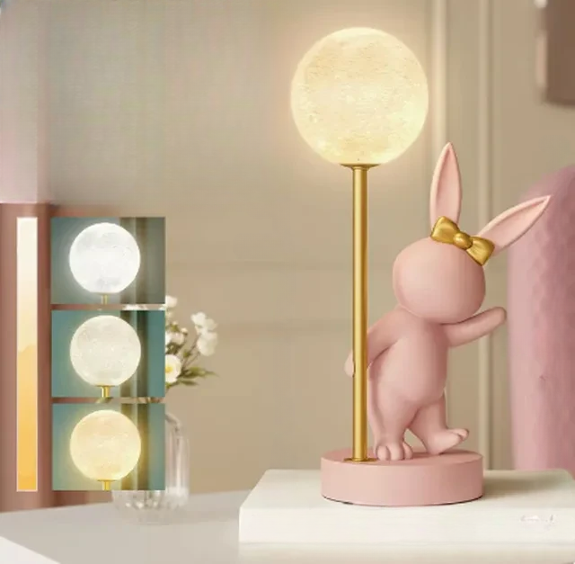 Soft Glow Bunny Night Light – Adorable LED Table Lamp for Kids. Available in pink or white