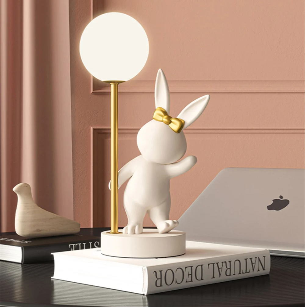 Soft Glow Bunny Night Light – Adorable LED Table Lamp for Kids. Available in pink or white